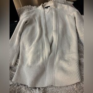 Banana Republic Cream white with silver metallic thread Women's Cardigan S